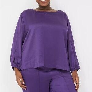 Lane Bryant NWOT Long-Sleeve Boatneck Popover Shirt